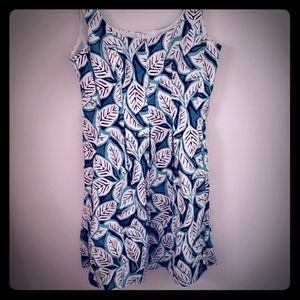 Cute Teal white leaf pattern dress
